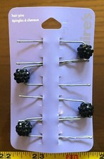 Hair Pins Black Cluster Gem x4